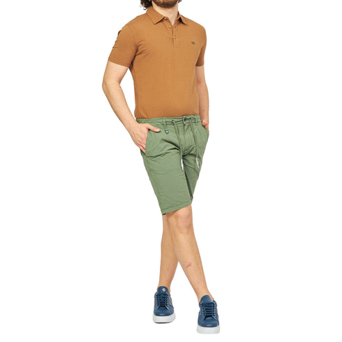 Bermuda Uomo chino con coulisse Verde militare Yes Zee- Francavilla Moda