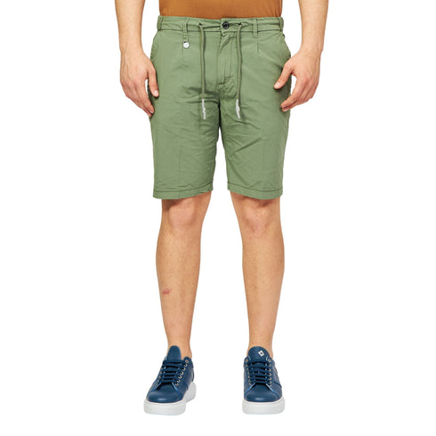 Bermuda Uomo chino con coulisse Verde militare Yes Zee- Francavilla Moda
