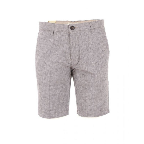 Bermuda Uomo trama pied de poule in misto lino Bianco moro blu YES ZEE- Francavilla Moda