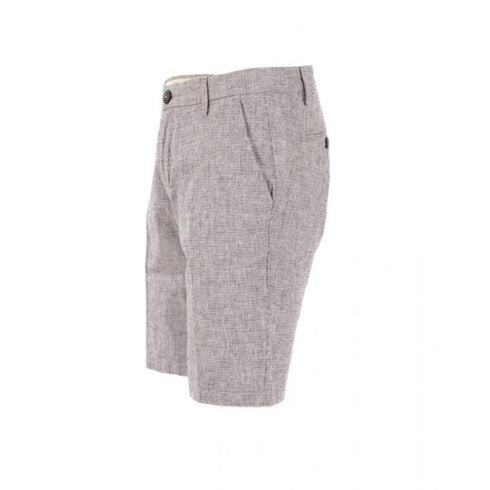 Bermuda Uomo trama pied de poule in misto lino Bianco moro blu YES ZEE- Francavilla Moda