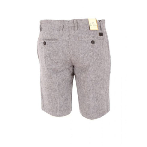 Bermuda Uomo trama pied de poule in misto lino Bianco moro blu YES ZEE- Francavilla Moda