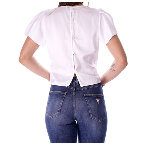 Blusa Donna incrociata in raso Bianco Yes Zee- Francavilla Moda