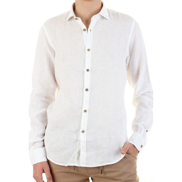 Camicia Uomo in lino con collo classico Bianco YES ZEE- Francavilla Moda