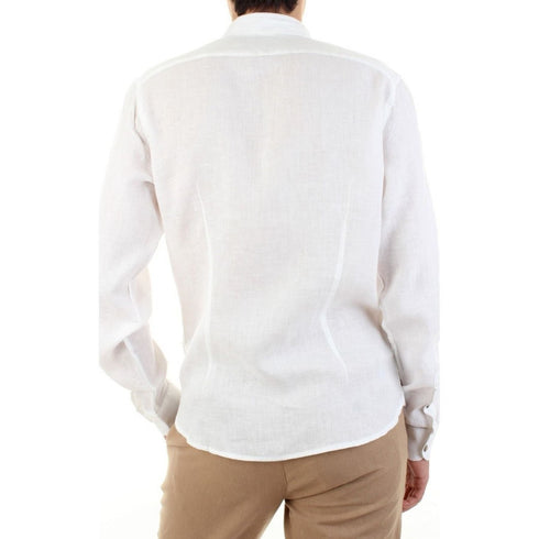 Camicia Uomo in lino con collo classico Bianco YES ZEE- Francavilla Moda