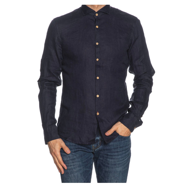 Camicia Uomo in puro lino Blu Yes Zee- Francavilla Moda