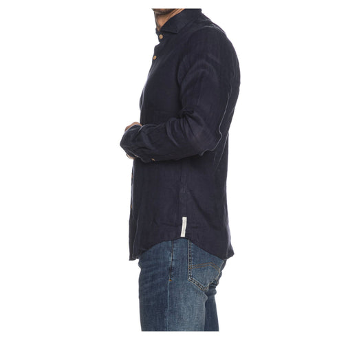Camicia Uomo in puro lino Blu Yes Zee- Francavilla Moda