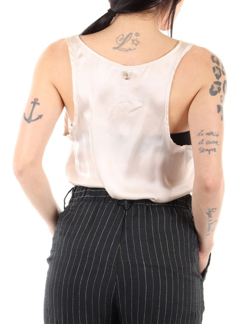 Canotta Donna effetto raso Cipria Yes Zee- Francavilla Moda