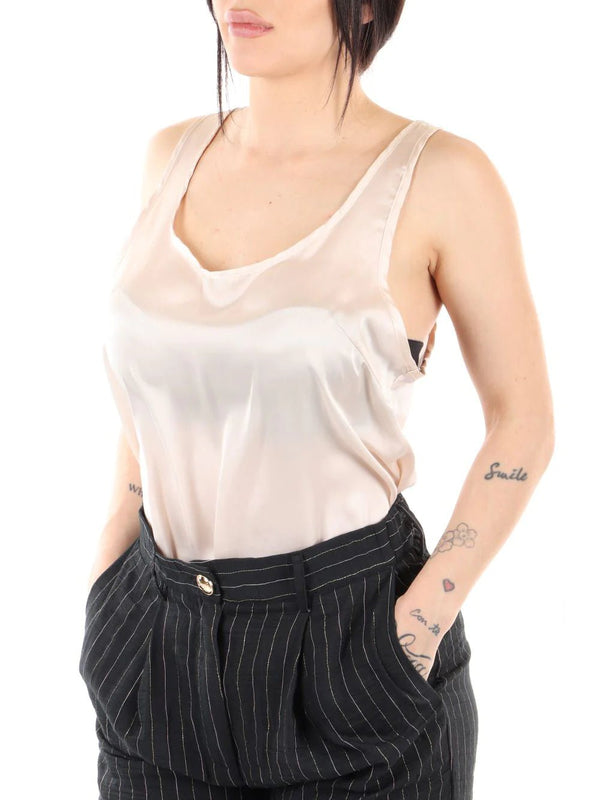 Canotta Donna effetto raso Cipria Yes Zee- Francavilla Moda