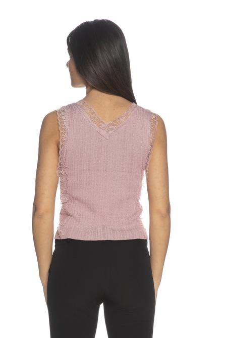 Canotta Donna M211IL00 con pizzo smanicata Rosa YES ZEE- Francavilla Moda