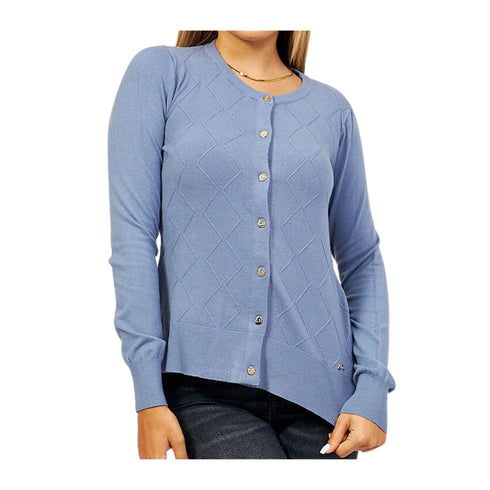 Cardigan Donna con trama a rombi Polvere Yes Zee- Francavilla Moda