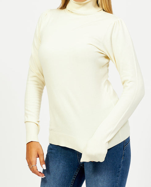 Dolcevita Donna basic a tinta unita Avorio Yes Zee- Francavilla Moda