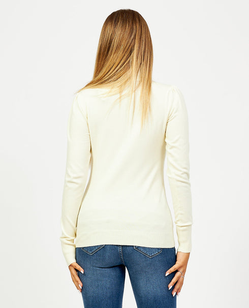 Dolcevita Donna basic a tinta unita Avorio Yes Zee- Francavilla Moda