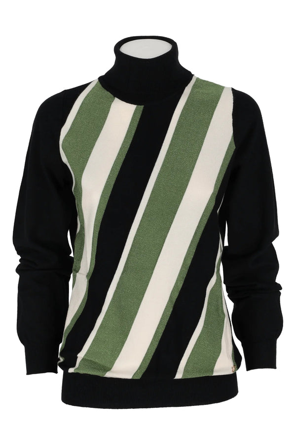 Dolcevita Donna con fantasia Nero verde Yes Zee- Francavilla Moda