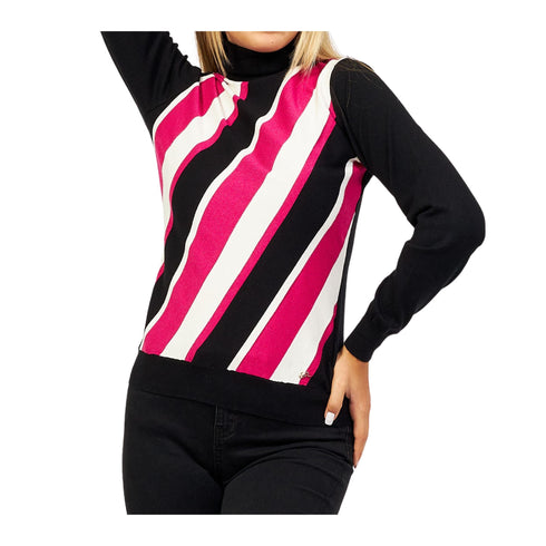 Dolcevita Donna con fantasia Nero fucsia Yes Zee- Francavilla Moda