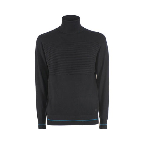 Yes Zee Pullover Dolcevita Uomo in tinta unita Nero A23-YESZEEM807ML00-0801-M - Francavilla Moda