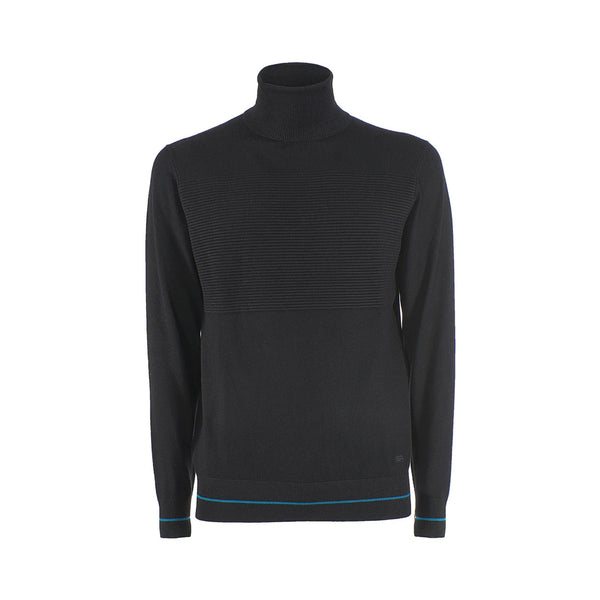 Yes Zee Pullover Dolcevita Uomo in tinta unita Nero A23-YESZEEM807ML00-0801-M - Francavilla Moda