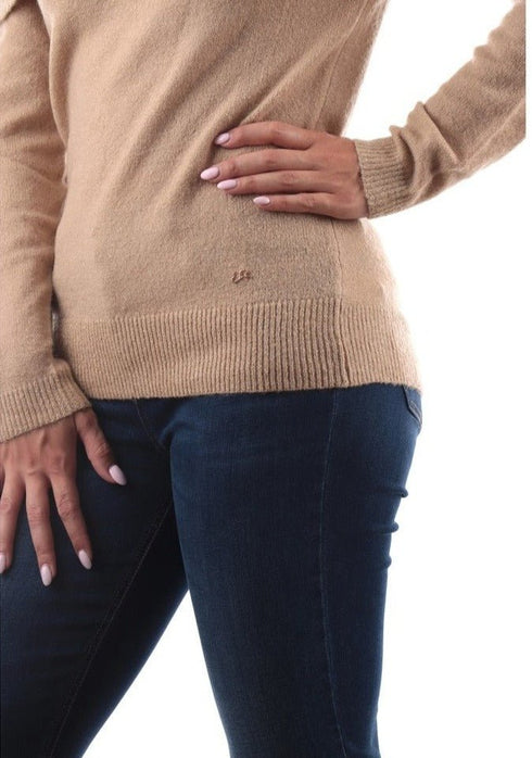 Maglia Donna con collo ad anello Beige Yes Zee- Francavilla Moda