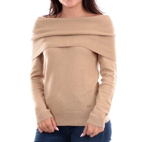 Maglia Donna con collo ad anello Beige Yes Zee- Francavilla Moda