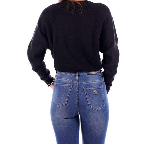 Yes Zee Maglia Maglia Donna con dettagli in catena Nero A23-YESZEEM002BF00-0801-XS - Francavilla Moda