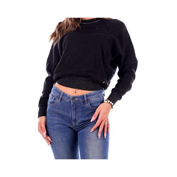 Yes Zee Maglia Maglia Donna con dettagli in catena Nero A23-YESZEEM002BF00-0801-XS - Francavilla Moda