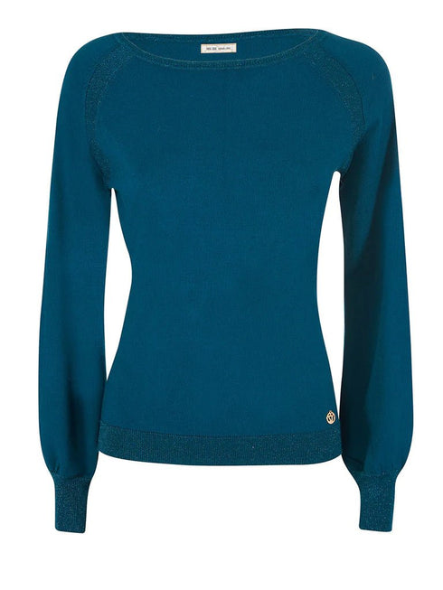 Yes Zee Maglia Maglia Donna con maniche a sbuffo Ottanio A23-YESZEEM005BG00-0992-S - Francavilla Moda