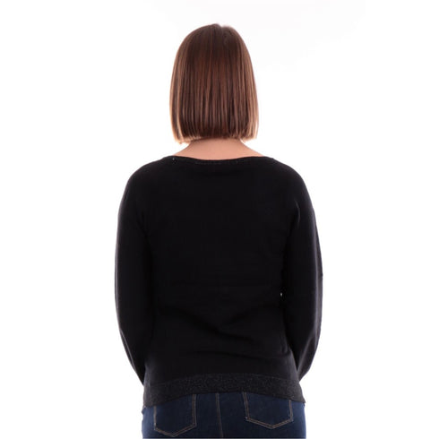 Yes Zee Maglia Maglia Donna con maniche a sbuffo Nero - Francavilla Moda