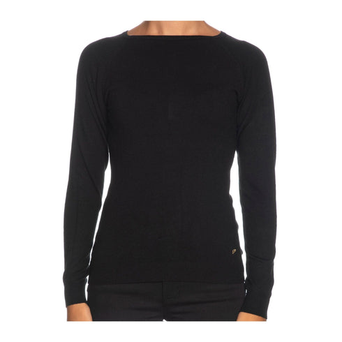 Maglia Donna con scollo a barca Nero Yes Zee- Francavilla Moda