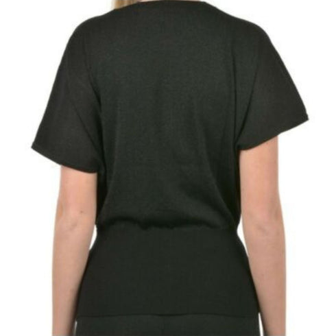 Maglia Donna elasticizzata con logo Nero YES ZEE- Francavilla Moda