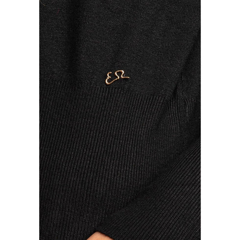 Maglia Donna girocollo con manica a kimono Nero Yes Zee- Francavilla Moda