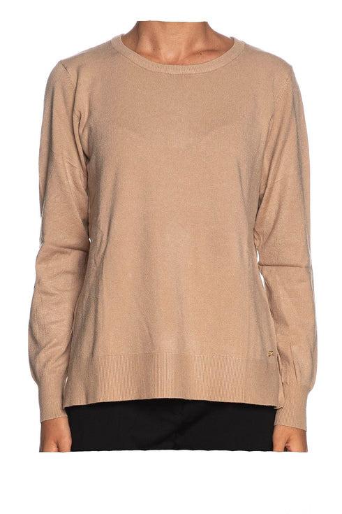 Yes Zee Maglia ml Maglia Donna over a girocollo Beige - Francavilla Moda