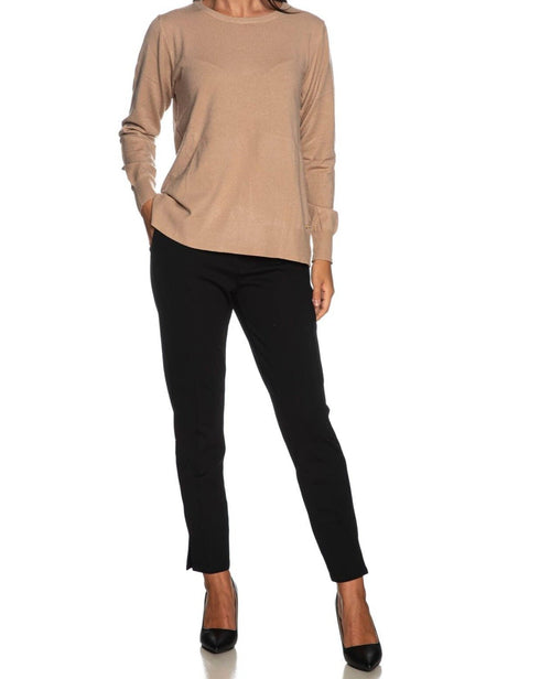 Yes Zee Maglia ml Maglia Donna over a girocollo Beige - Francavilla Moda