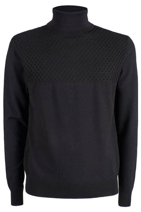 Maglione Uomo con collo alto Nero YES ZEE- Francavilla Moda