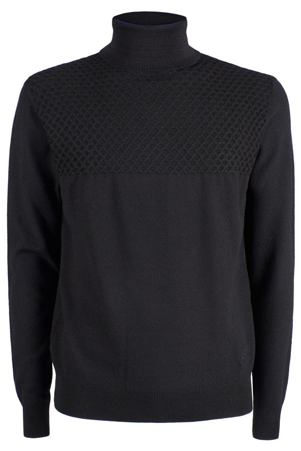 Maglione Uomo con collo alto Nero YES ZEE- Francavilla Moda