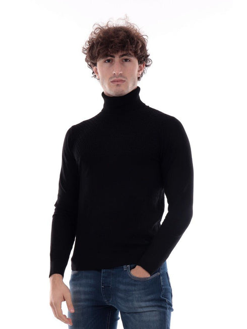 Maglione Uomo con collo alto Nero YES ZEE- Francavilla Moda