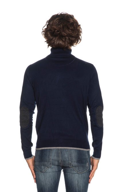 Maglione Uomo con toppe sui gomiti Blu chiaro YES ZEE- Francavilla Moda