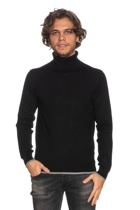 Maglione Uomo con toppe sui gomiti Nero YES ZEE- Francavilla Moda