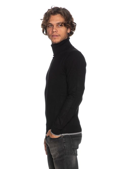 Maglione Uomo con toppe sui gomiti Nero YES ZEE- Francavilla Moda