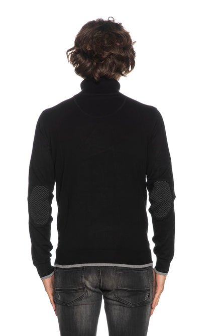 Maglione Uomo con toppe sui gomiti Nero YES ZEE- Francavilla Moda