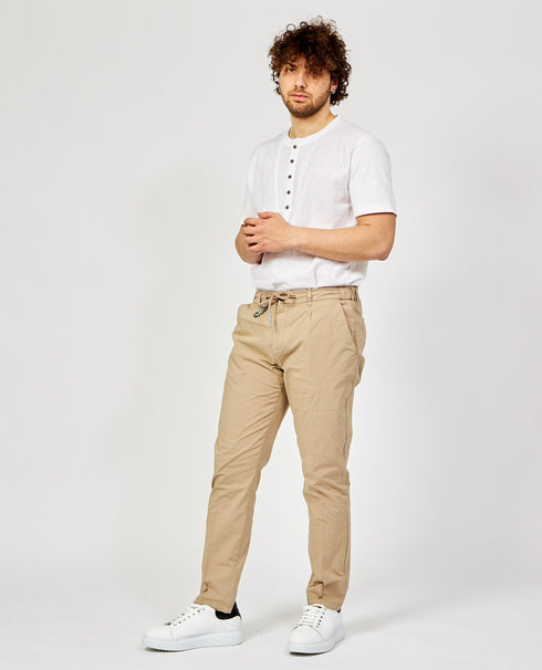 Pantalone Uomo con coulisse Beige Yes Zee- Francavilla Moda
