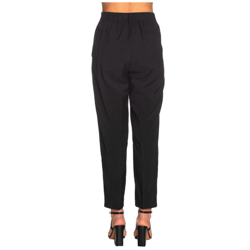 Pantaloni Donna con pence elastico Nero Yes Zee- Francavilla Moda