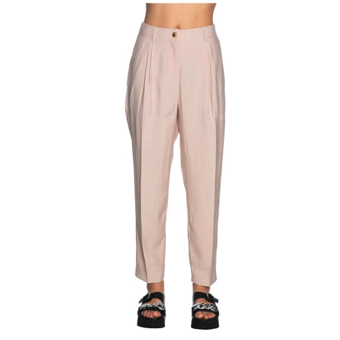 Pantaloni Donna con pence elastico Beige Yes Zee- Francavilla Moda