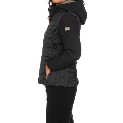 Piumino Donna corto effetto semilucido Nero Yes Zee- Francavilla Moda