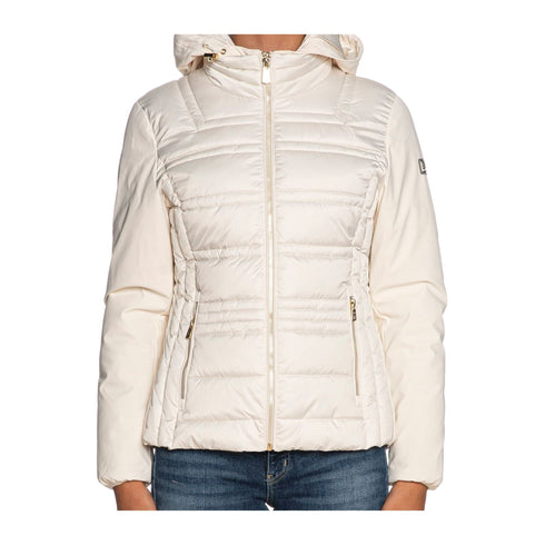 Piumino Donna corto effetto semilucido Avorio Yes Zee- Francavilla Moda