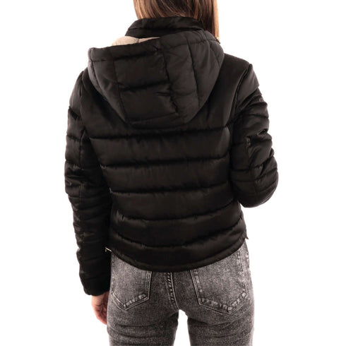 Piumino Donna cropped con cappuccio Nero YES ZEE- Francavilla Moda