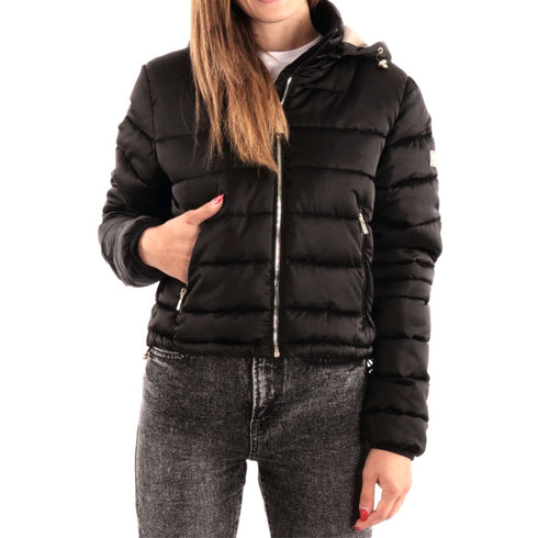 Piumino Donna cropped con cappuccio Nero YES ZEE- Francavilla Moda