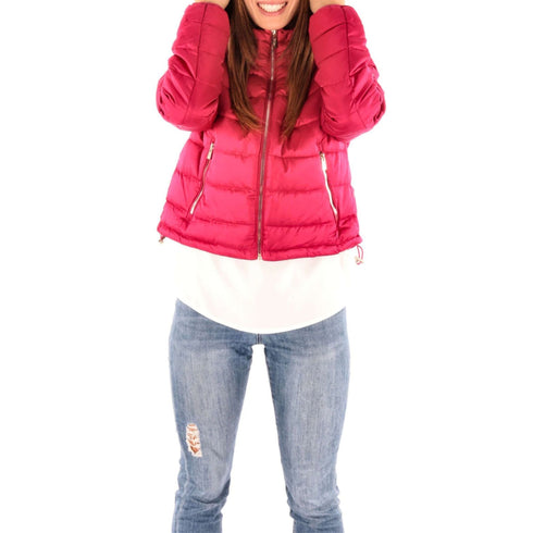 Piumino Donna cropped con cappuccio Fucsia YES ZEE- Francavilla Moda