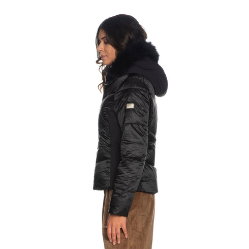 Yes Zee Piumino medio Piumino Donna medio con pelliccia Nero A23-YESZEEJ016QV00-0801-XS - Francavilla Moda