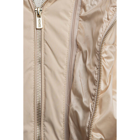 Yes Zee Piumino medio Piumino Donna medio con pelliccia Beige - Francavilla Moda