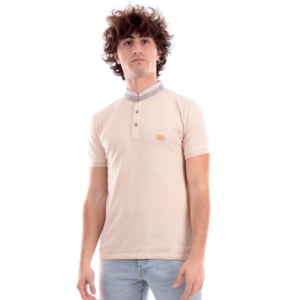 Polo Uomo con colletto alla coreana Ecru YES ZEE- Francavilla Moda