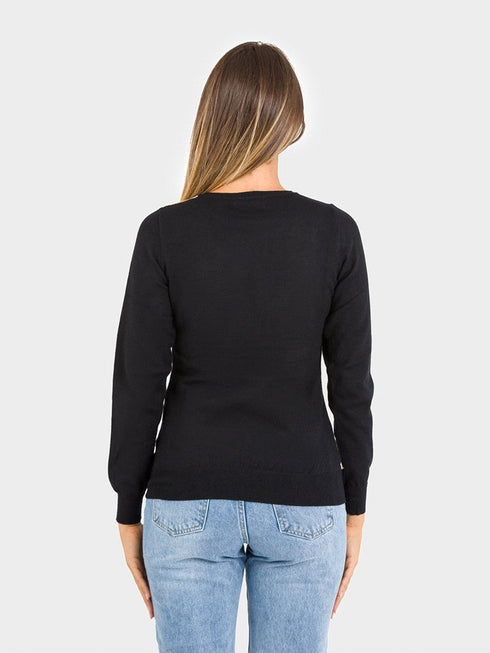 Yes Zee Pullover Pullover girocollo donna a maniche lunghe Beige nera - Francavilla Moda